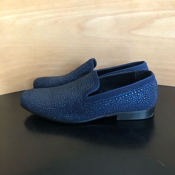 Moretti Black Label Blue Rhinestone Loafer Shoes men’s size 11 main image 6